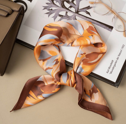 Foulard effet soie marron