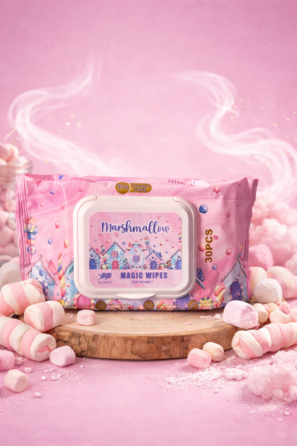 Lingette marshmallow sans alcool