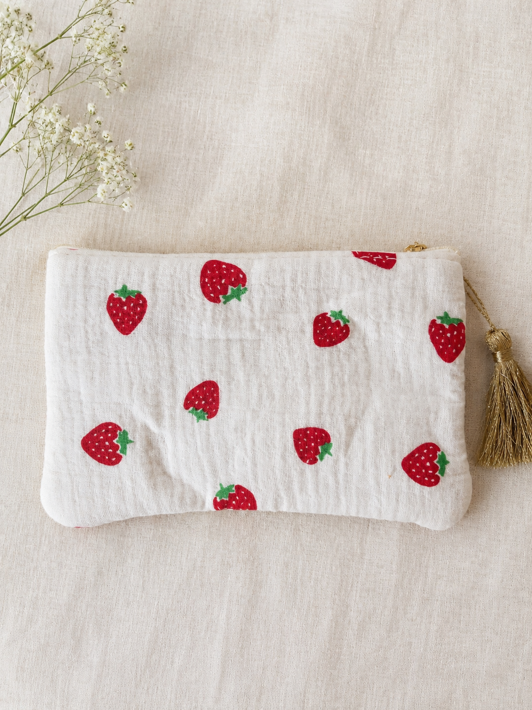 Pochette maquillage fraise