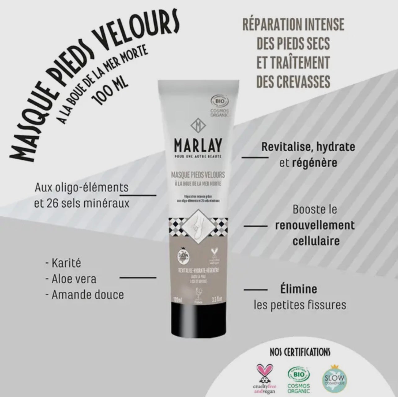 Masque pieds velours à la boue de la mer morte