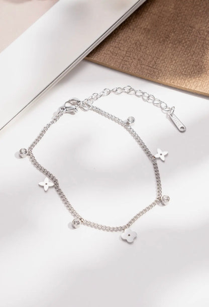 Bracelet fleur étoile argent