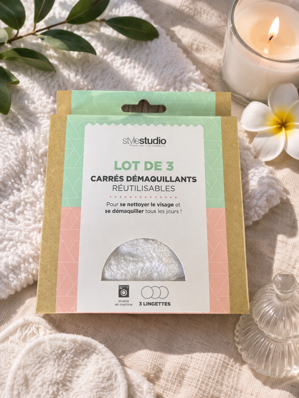 3 Carrés démaquillants réutilisables