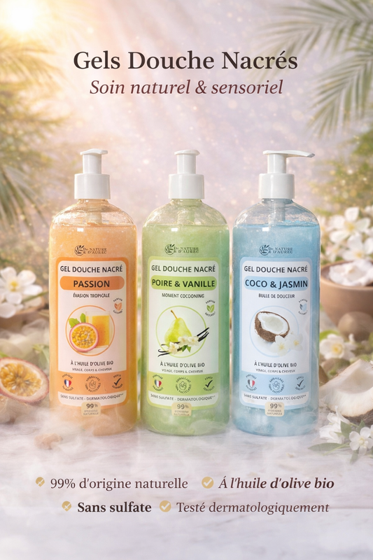 🌿Gels Douche Nacrés bio 750 ml