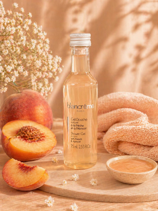 Gel douche pêche blanc crème ( format voyage )