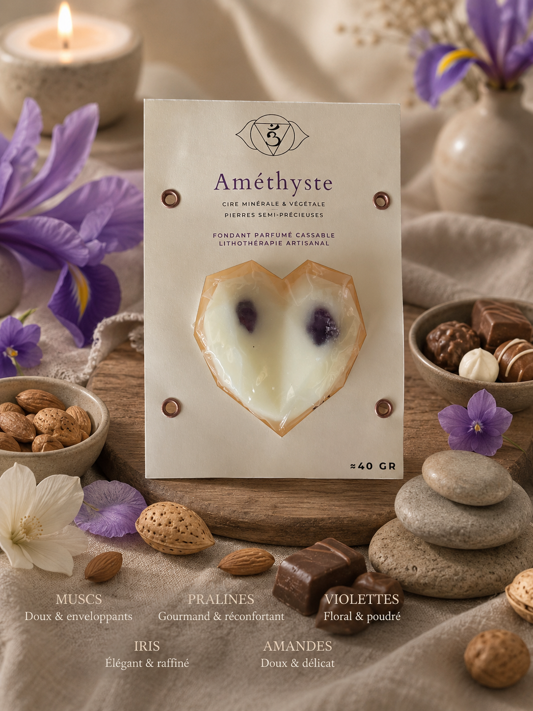 Améthyste – Fondant parfumé lithothérapie artisanal
