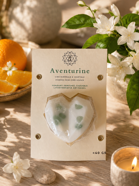🌿 aventurine .Fondant parfumé lithothérapie – Chakra du Cœur