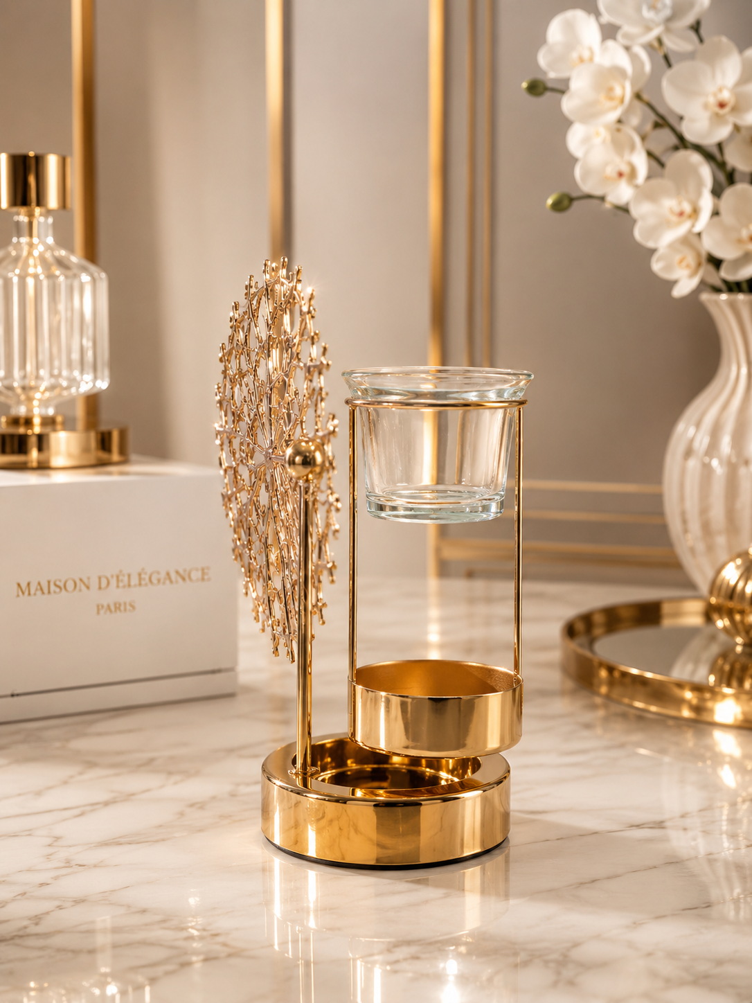 Brûleur à parfum corail doré