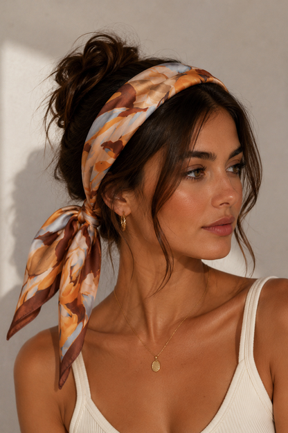 Foulard  effet soie  marron