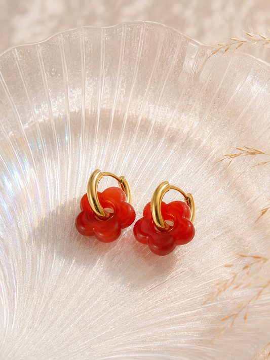 Boucles d’oreille Amélia bordeau rouge