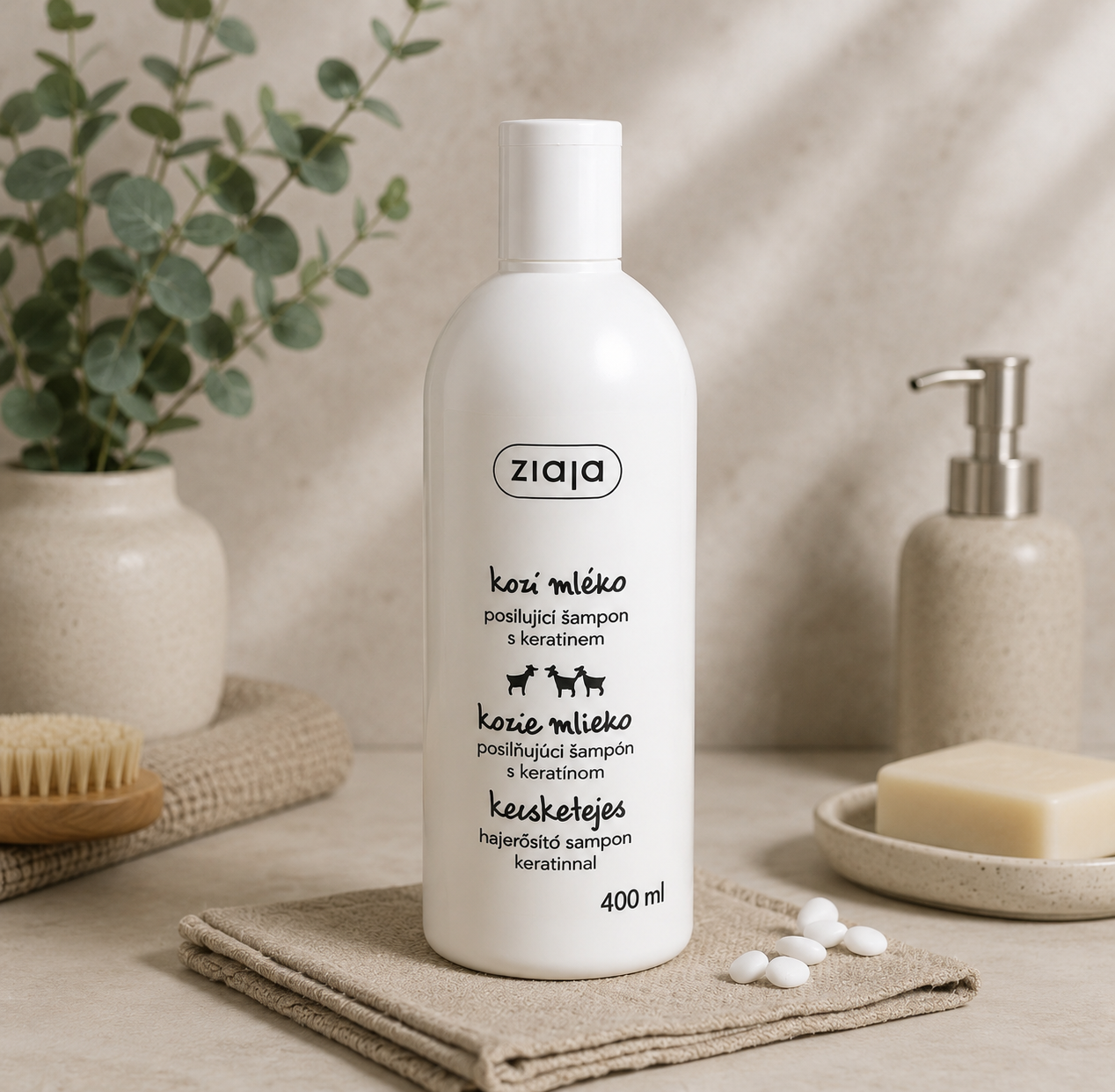 Ziaja – Shampooing Fortifiant au Lait de Chèvre & Kératine (400 ml)
