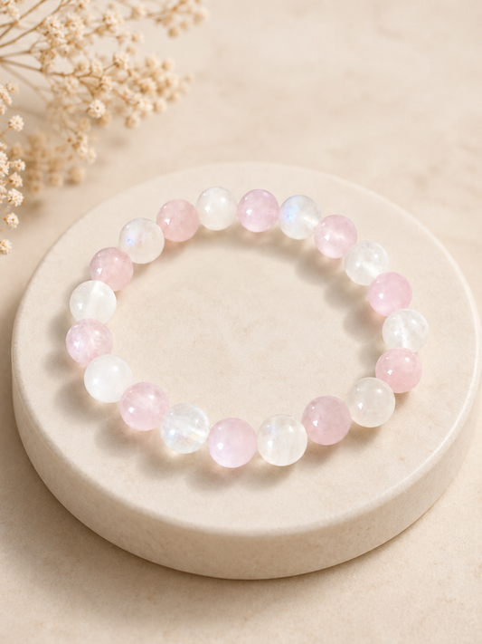 Bracelet lueur de lune ( perle de lune et quartz